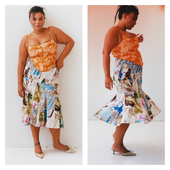 Miaou Dresses & Skirts - Miaou Green Paloma Elsesser Edition Gaudi Midi Skirt In Baroque Size M